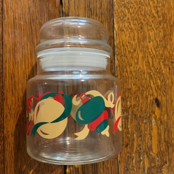 Vintage Christmas ornaments holiday decorative candy apothecary glass jar w lid - Picture 2 of 4